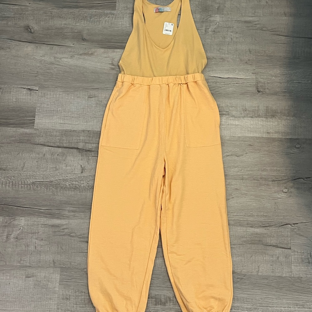 Yellow Jumpsuit. Free People Beach. Size Large